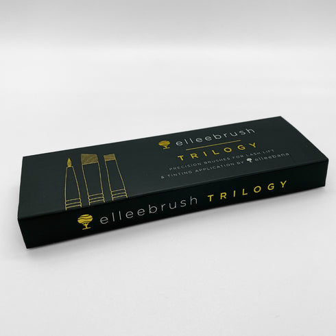 Elleebana ElleeBRUSH Trilogy Set packaging showcasing the three precision brushes.